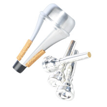 Trumpet Mouthpiece Mute Set 3C 5C 7C Practice Silencer Silver Cork