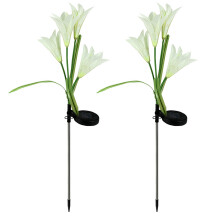 Lampes solaires à piquer pour jardin, lampe de nuit décorative d'extérieur unique, guirlandes lumineuses solaires en forme de lys pour la