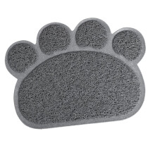 Cat Litter Mat Paw Shape Non Slip PVC Grey Placemat For Cat Food And Water Easy To Clean Dirt Absorbing Compact
