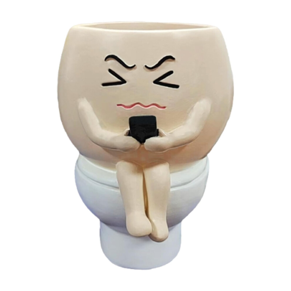 Funny Toilet Succulent Planter Pot Indoor Craft Statue For Small Plants Single Piece Toilet Shaped Planter-image-OPC-PN8PYWB-NEW