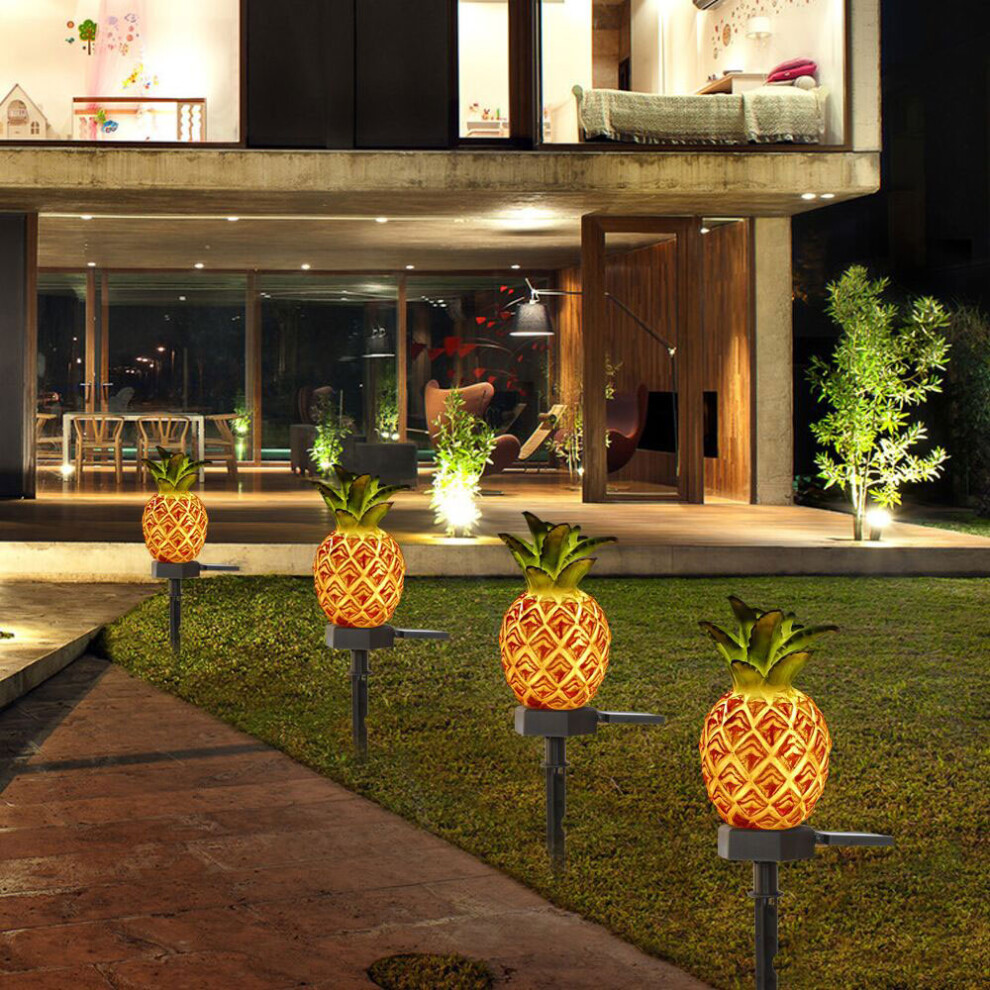 Pineapple Stake Lights Waterproof Garden Decor Solar Outdoor Lights Tropical Style Illumination for Pathway Walkway Backyard Garden Lighting