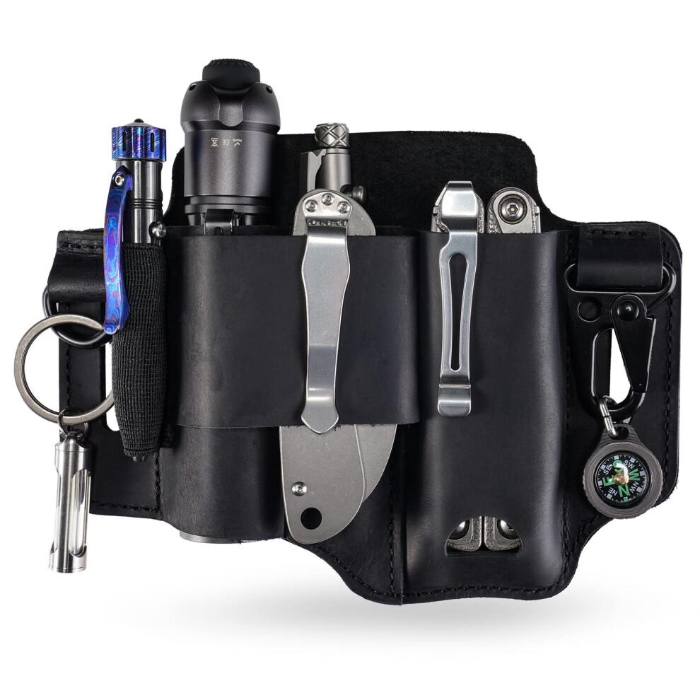 Pj36 Edc Multitool Sheath Leather For Leatherman, Flashlight Holster, Pen Holder, Key Holder, Black Belt Organiser 9067246042547