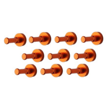 Sæt med 10 metal tøjkroge, vægbeslag, orange