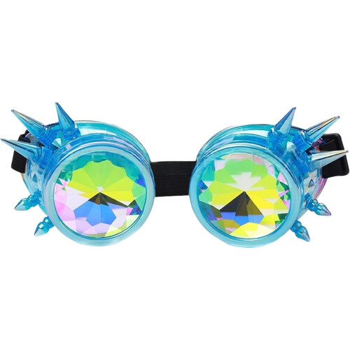 Kaleidoscopes Goggles Blue Rainbow Prisms Diffraction Crystal Lens For Psychedelic Raves 2