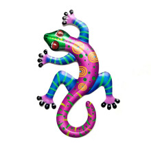 Gecko decoratie voor binnen en buiten, terras, tuin, schutting en huisdecoratie, hoogwaardige metalen hagedis wanddecoratie met premium coating,