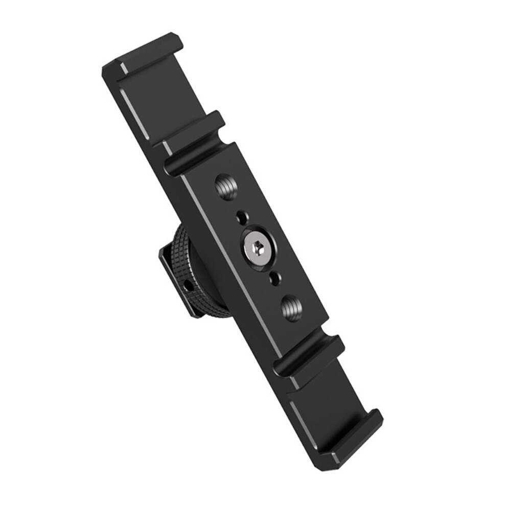Aluminum Camera Mount Adapter Double Cold Shoe Mount 1/4Inch Thread Hole For Video Lights Microphones Extension 9105992371334