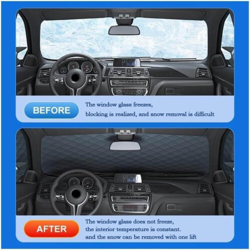 Car Windscreen Cover, Windshield Ice Snow Shield, Front Screen Sunshade 230x145cm 1
