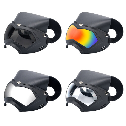 Dogs Goggles with Adjustable Strap Protections for-Black silver 2