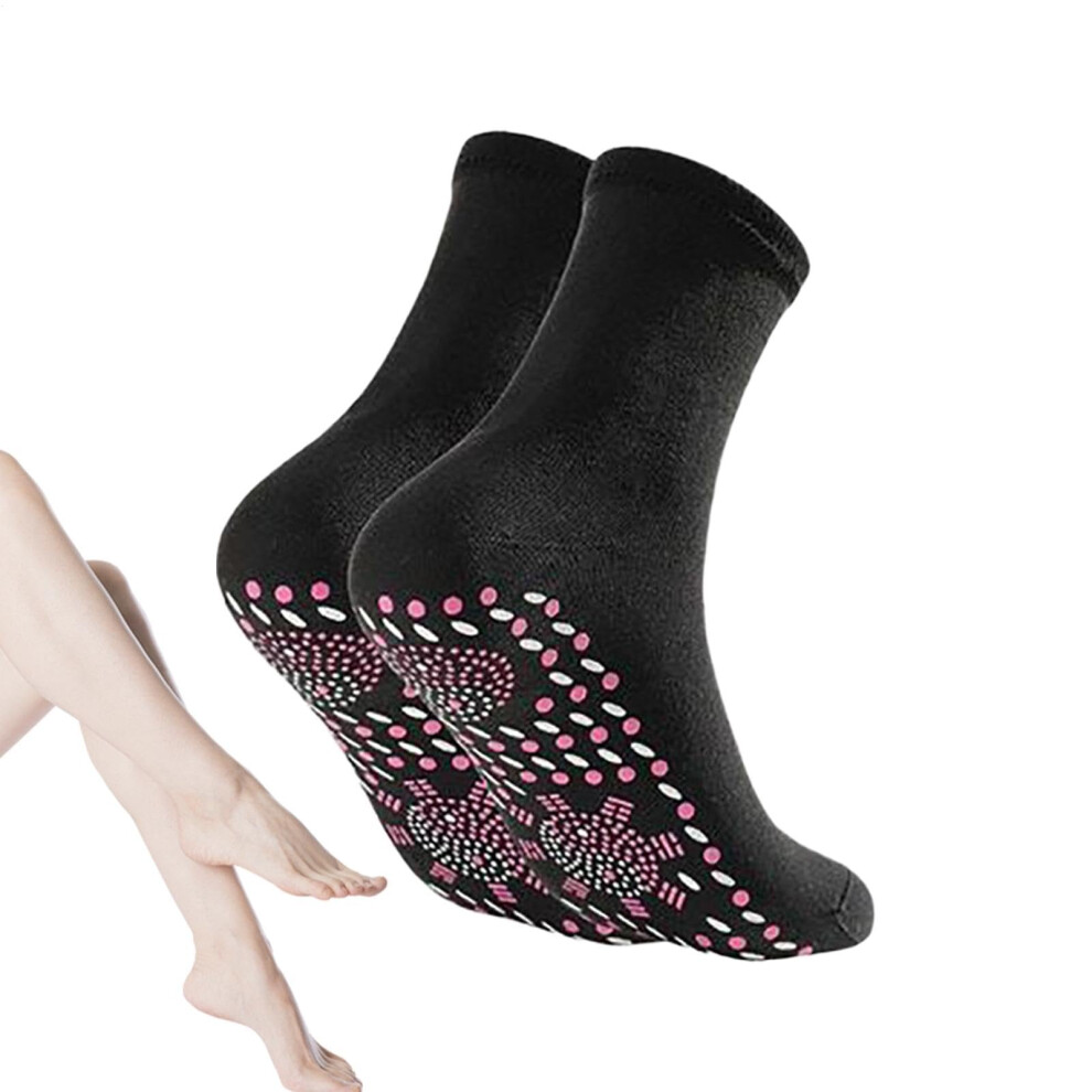 Black Thermal Socks Heated Socks One Size Winter Stockings Sweat Absorbing Foot Massage Shaping Stockings