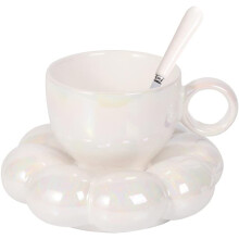 Ergonomic Handle Ceramic Coffee Mug With Sunflower Coaster, Decorative Tea Cup With Heat Stable Body And Smooth Glaze Surface, Reusable And Easy Clean