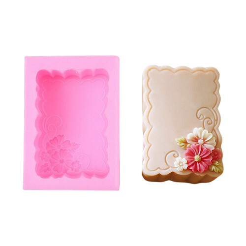 Flower Embossed Retangular Silicone Candle Molds for Epoxy-2 2