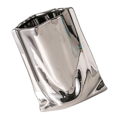 Modern Pleated Ceramic Vases For Freshly And Dry-silver