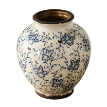 Aged Finish Ceramics Centerpieces Vases Blue Patterneds