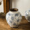 Aged Finish Ceramics Centerpieces Vases Blue Patterneds 7