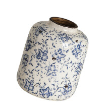 Distressed Blue And White Porcelain Vases Crackle Glaze Antislip