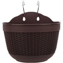 Vertical Wall Planter Set Self Watering Planters Advanced Wicking Drainage System Half Round Imitation Rattan Wall And Railing Hanging Planters Europe