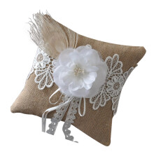 Delicate Linen Ring Pillow For Wedding, Ring Bearer Pillow, Linen Bride Pillow, Wreath Holder