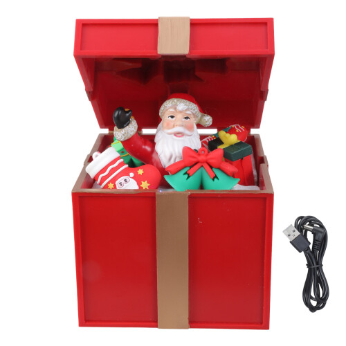 Musical Christmas Lighted Decoration Boxes Durable PC-Red