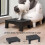 Height Adjustable Elevated Litter Stairs Stool With AntiTracking Filter Grid Black 2
