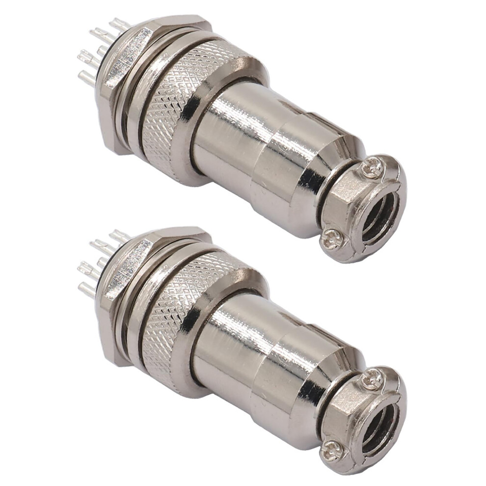 Gx20 2Pin Aviation Connector 19Mm Thread, Male And Female, Zinc Alloy, Waterproof Cap Kit, Sleeve, 10A 250V, 2Pack 9339159450062
