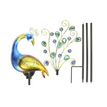 Automatische Ein-/Ausschaltfunktion, solarbetrieben, farbenfrohe Pfauen-Solarleuchten, wasserdichter Außenspieß für Garten, Terrasse, Rasen und