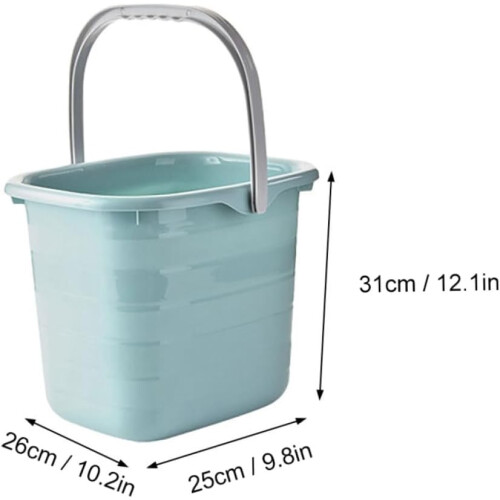 Portable Plastic Water Bucket With Comfortable Handle Mop Bucket For Household Cleaning Laundry Blue Rectangular 2