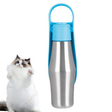 Dog Walking Water Bottle 750ml Stainless Steel LeakProof Dispenser Travel Camping Hiking Light Blue