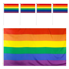 Set di bandiere Pride per celebrazioni all'aperto, cuciture rinforzate per una maggiore durata, facili da appendere grazie agli occhielli in ottone,