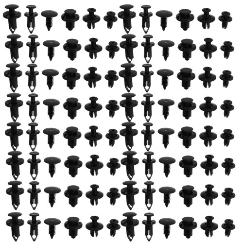 190Pcs Black Plastic Rivet Clips Car Panel Engine Cover Push Pin Set 1