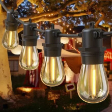 Energiatehokkaat LED-ulkovalosarjat 15 m, pitkäkestoiset, vedenpitävät E26-kannat kuistin terassivalaistukseen, helppo asennus, särkymätön
