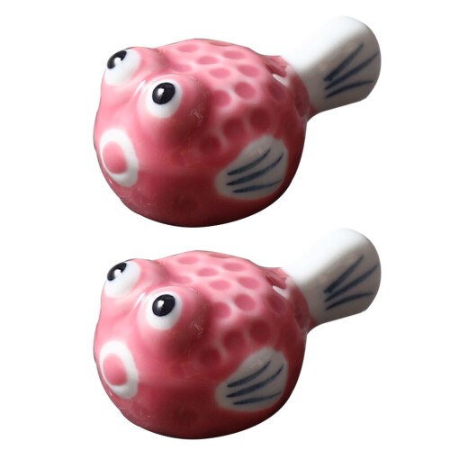 2Pcs Japanese-Style Ceramic Chopstick Stands Pink Tableware Rest