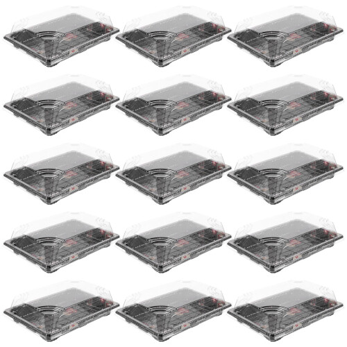 25 Pcs Reusable Sushi Packaging Box Plastic Tray With Lids