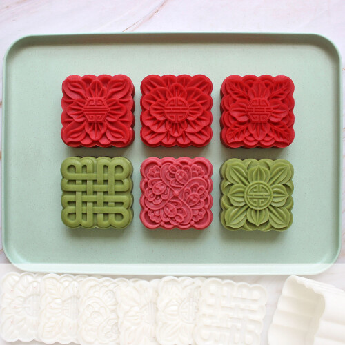 Hand Pressure Dessert Molds Square Flower Pattern Cookie-Set 1 1