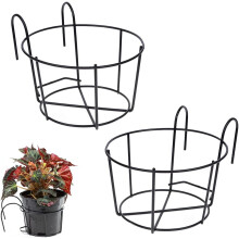 Artistic Hanging Flower Stand For Outdoor Balconies, Easy To Hang Railing Hanging Metal Rack Outdoor Balcony Hanging Flower Stand Shelf Container, 2Pc