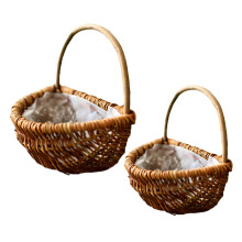 Coș de picnic, Minuni din răchită lucrate manual, Coș de răchită cu mâner, Material natural ecologic, Coș decorativ țesut,