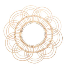 Sunshine Party Decorations Style Rattan Mirror With Crystal Reflections Boho Sunflower Wicker Frame Rust Resistant High Definition Surface