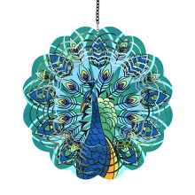 Wind Chime Spinner With Animal Motifs Handcrafted Metal-hole