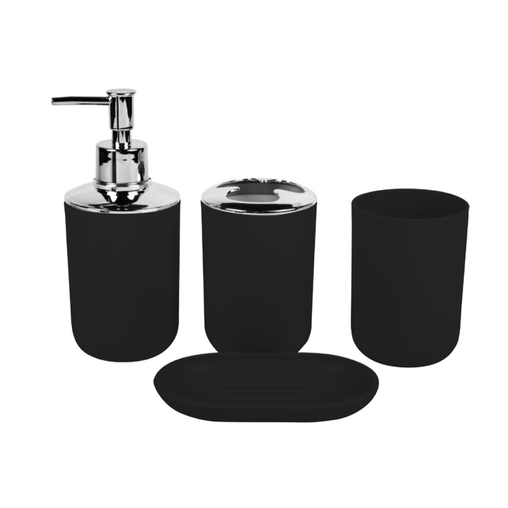 Bathroom Accessories Set With Toothbrush Cup Soap Dish No-Black