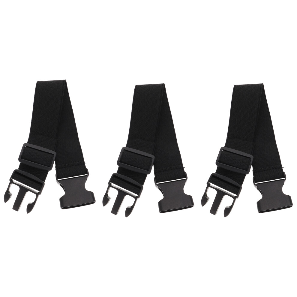 3Pcs Black Polyester Rubber Tie Down Straps With Quick-Release Buckle 3532746531809