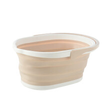 Foldable Plastic Mop Bucket Portable Household FloorCleaning Accessory Beige Collapsible Water Container Easy Storage