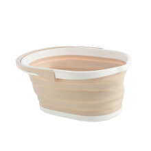 Portable Foldable Plastic Mop Bucket Beige, For Hardwood Floors, Tile and Concrete, SpaceSaving Water Container