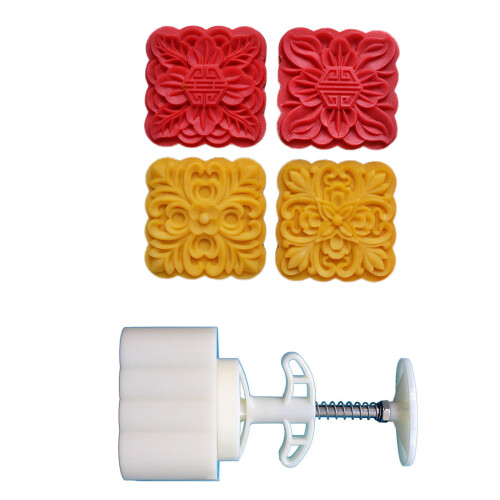 Cookie Molds 3D Square Flower Pattern Dessert Molds Hand-Set 1