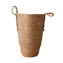 Rustic Woven Rope Basket, Natural Rattan Woven Plant Baskets With Plastic Liner For Indoor Living Room Decor, Office Balcony Home Decor