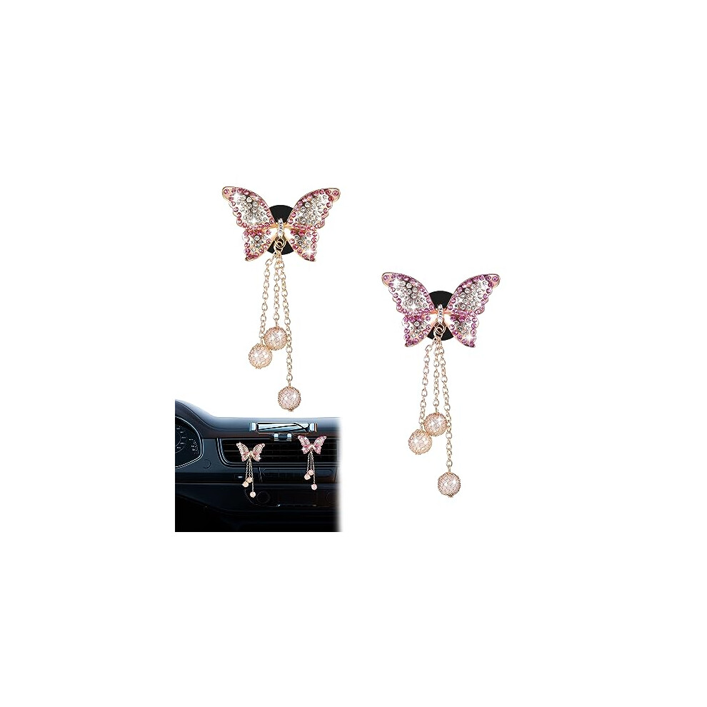 2pcs/set Exquisite Craft Diamond Butterfly Car Air Outlet Clip Perfume-image-OPC-PN8SGNW-NEW