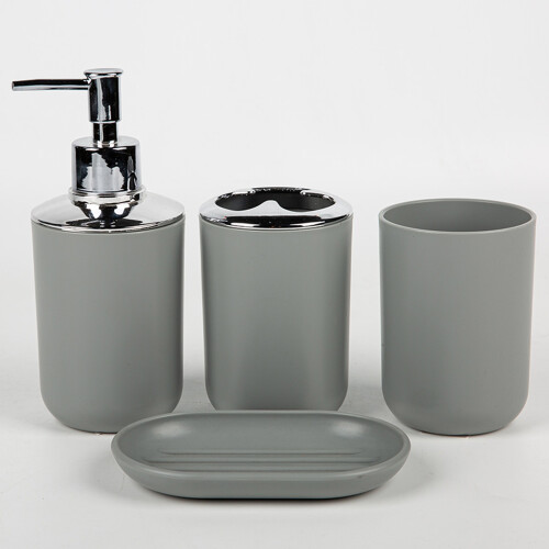 Modern White Bathroom Storage Set With Toothbrush Holder-Gray 2