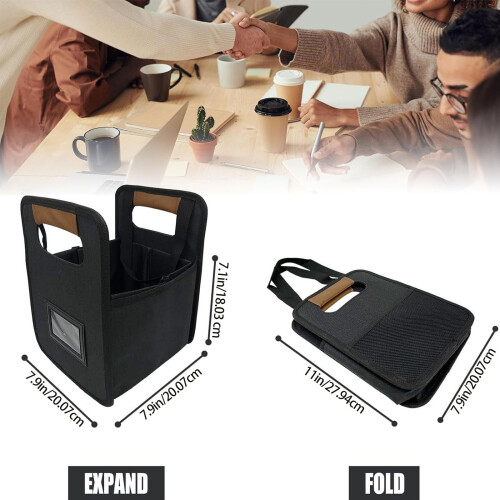 Insulated 4 Cup Drink Carriers Bag With Adjustable Compartments 2