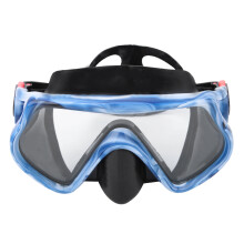 Erwachsenen-Anti-Beschlag-Schnorchel-Tauchmaske mit gehärtetem Glas, verstellbarem Gurt, Blau & Weiß