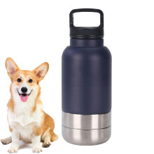 Portable Dog Water Bottle Stainless Steel 1520ml With Detachable Bowl For Travel Camping Hiking Walking Beach