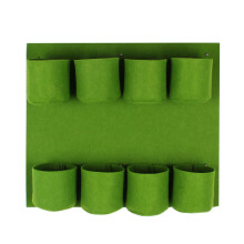 Decorative Wall Planter for Indoor/Outdoor Use, Felt Wall-Mount Planter, Multi-Pocket Plant Grow Bags, Water-Preserving & Leakproof Design (15x48cm)