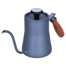 Svanehalskjele med trehåndtak og termometer, kaffekjele i rustfritt stål for overhelling av kaffe, slitesterk lekkasjesikker design for daglig bruk